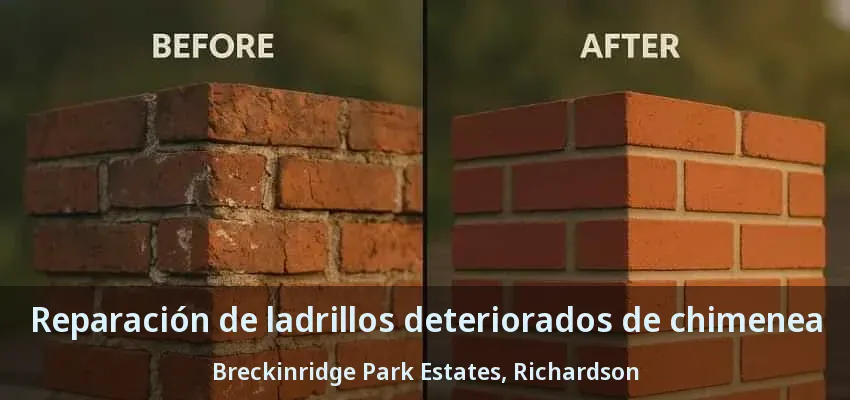 Reparación de ladrillos deteriorados de chimenea Breckinridge Park Estates, Richardson - TX